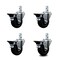 Service Caster 3.5'' Soft Rubber Wheel Swivel 3/4'' Square Stem Caster Set with Brake, 4PK SCC-SQ20S3514-SRS-PLB-34-4 - alternate 1
